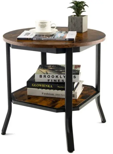 GYMAX GYM09741 2-Tier Sofa End Side Table