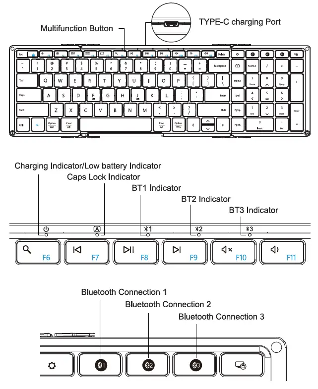 ProtoArc XK01 Foldable Full-Size Wireless Keyboard 1