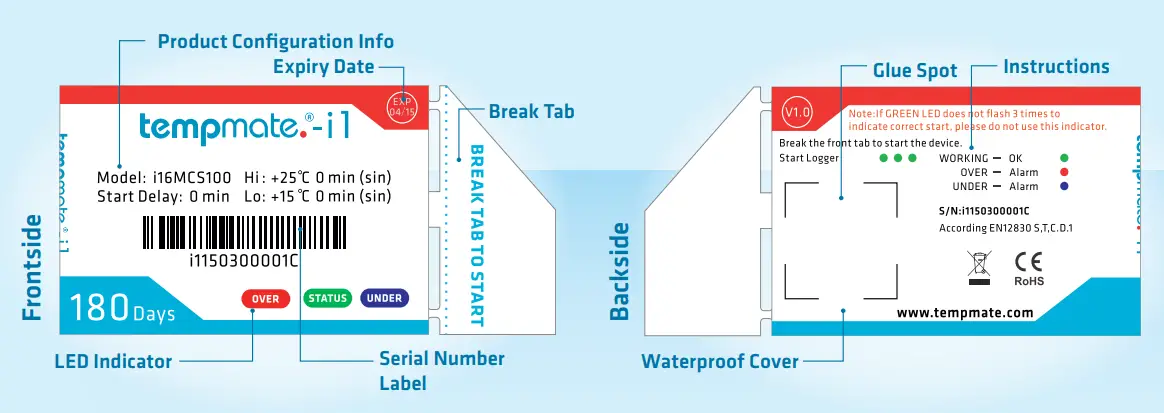 tempmate-i16MCS100-i1-Single-Use-Temperature-Indicator-fig-1