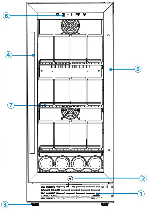 Yeego YEG-BS15-LS 15-in W 80-Can Capacity Commercial Black Undercounter Beverage Refrigerator - fig 1