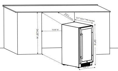 Yeego YEG-BS15-LS 15-in W 80-Can Capacity Commercial Black Undercounter Beverage Refrigerator - fig 2