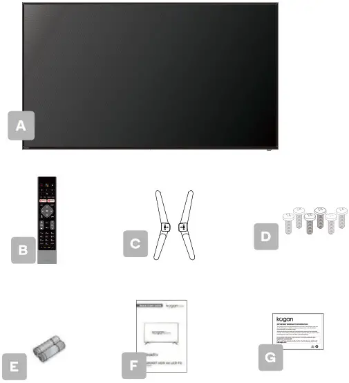 kogan KALED50RU9210SUA 50 inch Smart HDR 4K UHD LED TV - Compoments