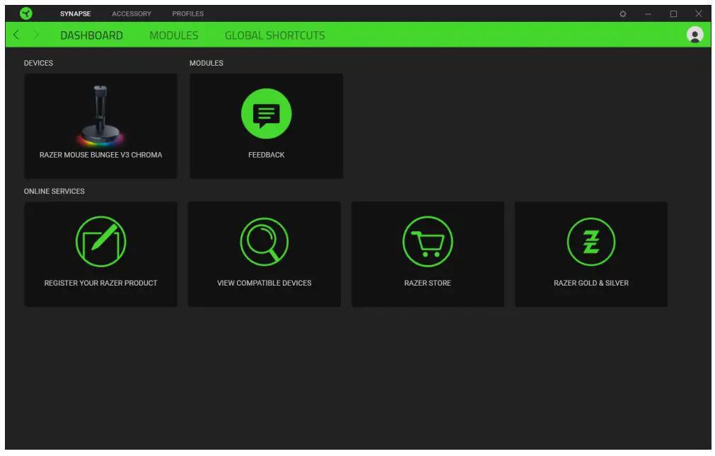 RAZER RC21-01510100-R3U1 Base Station V2 Chroma RGB Lighting User Guide - Dashboard