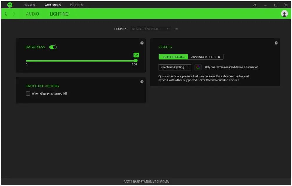 RAZER RC21-01510100-R3U1 Base Station V2 Chroma RGB Lighting User Guide - Lighting