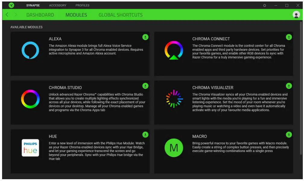 RAZER RC21-01510100-R3U1 Base Station V2 Chroma RGB Lighting User Guide - Modules