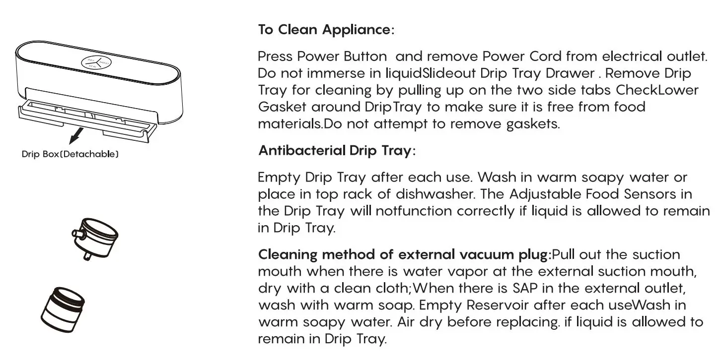 FRESKO V8 Automatic Vacuum Sealer User Guide - Cleaning