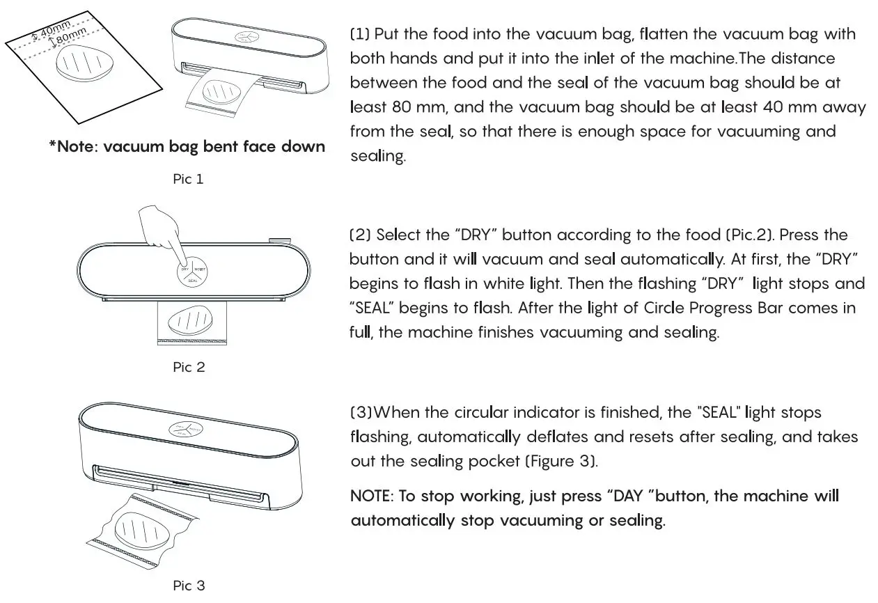 FRESKO V8 Automatic Vacuum Sealer User Guide - DRY