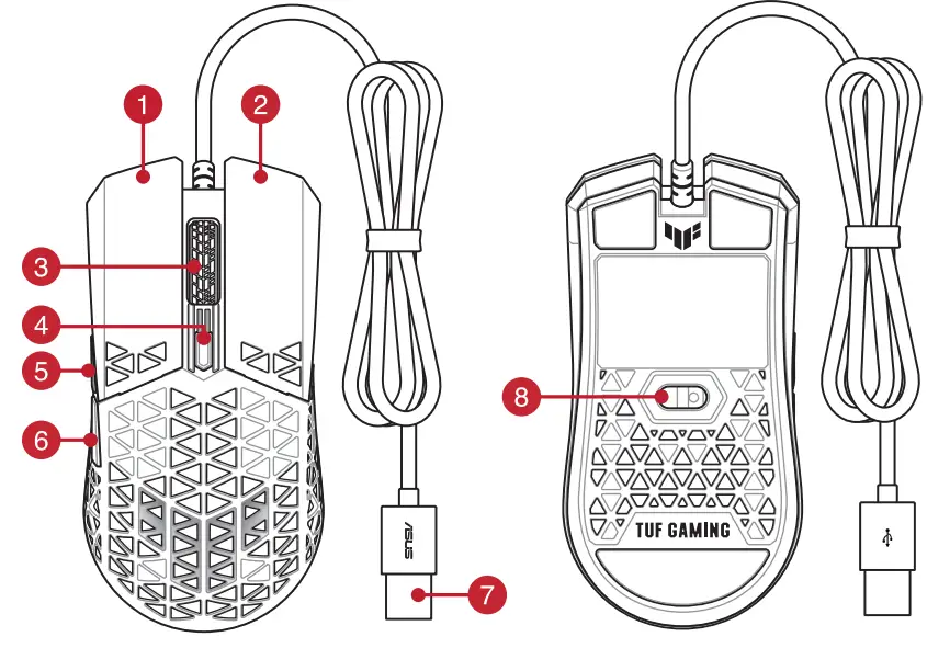 ASUS P307 Tuf Gaming M4 Air Optical Mouse - features