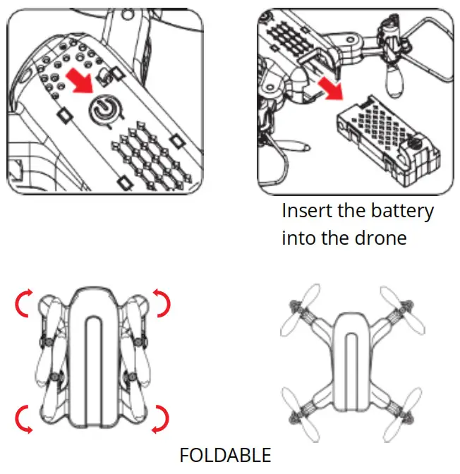 Wowitoys Folding Elf H4805 Rc Toy Drone- Power switch