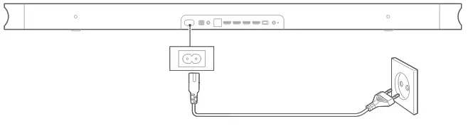 Plug the other end of the power cord into AC (mains) outlet