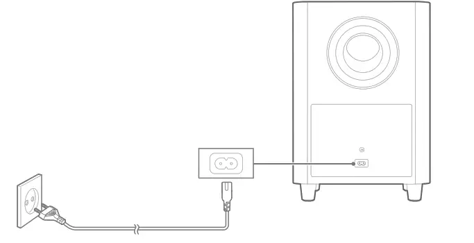 Power on the JBL SW10 subwoofer