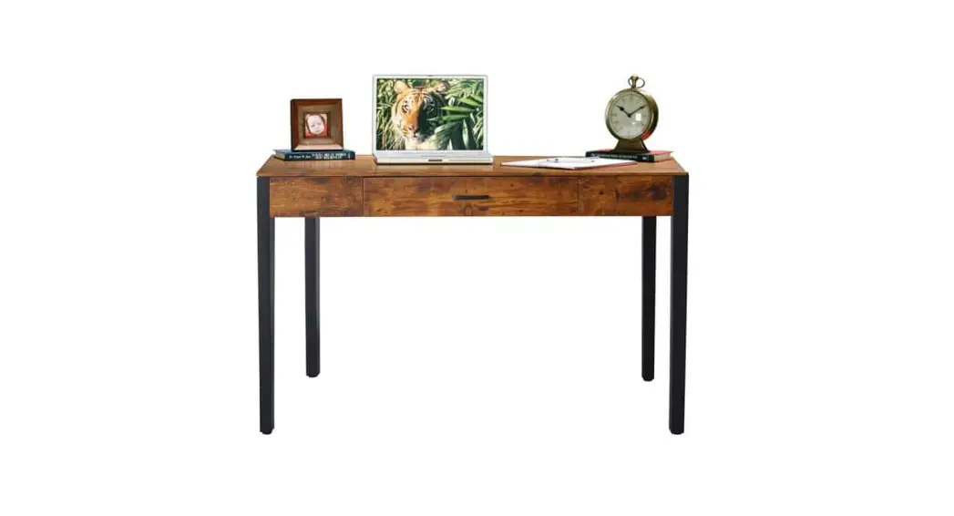 Veikous Iw-007-1 47 Inch Rectangular Brown 1-drawer Wooden Metal Writing Desk Instruction Manual