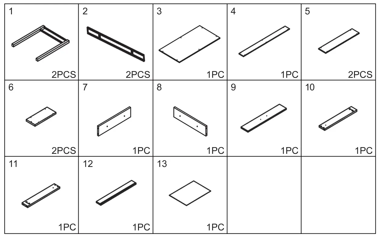 VEIKOUS IW 007 1 47 Inch Rectangular Brown 1 Drawer Wooden Metal Writing Desk - parts 2