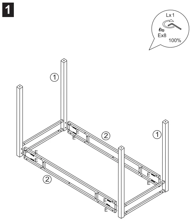 VEIKOUS IW 007 1 47 Inch Rectangular Brown 1 Drawer Wooden Metal Writing Desk - product