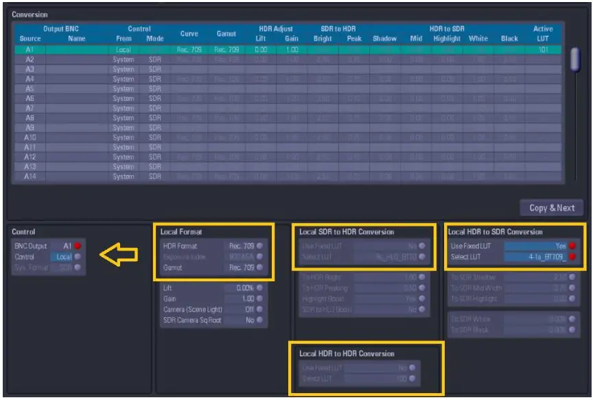 GV K Manager Pro Application Software - Local Settings for HDR 2