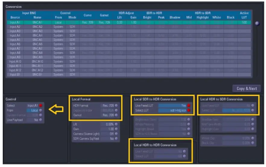 GV K Manager Pro Application Software - Local Settings for HDR