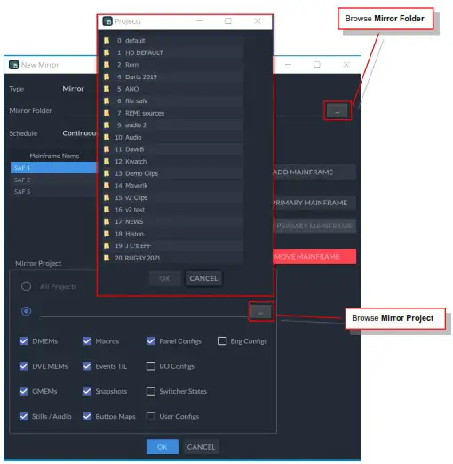 GV K Manager Pro Application Software - Setting up a Mirror or Backup service 5