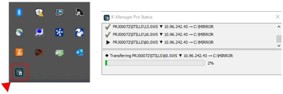 GV K Manager Pro Application Software - Status Display