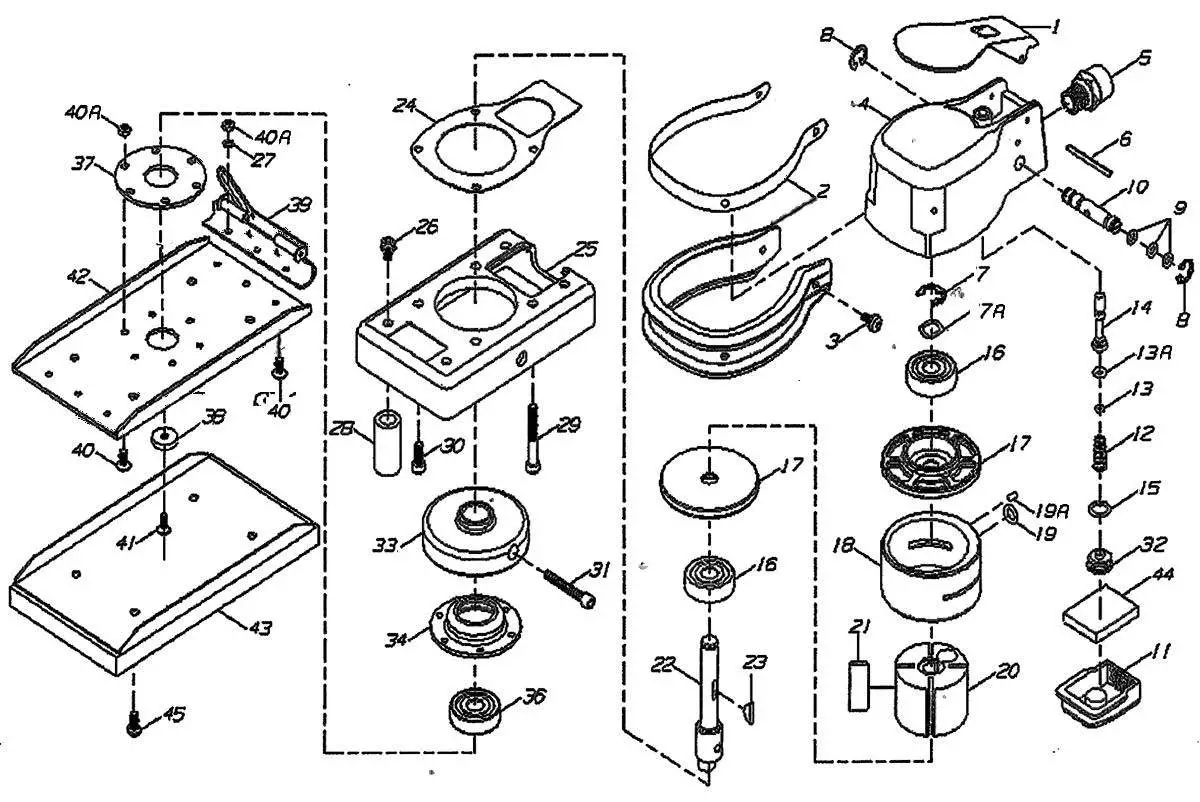 Taylor Pneumatic T 7765N Jitterbug Sander - Product Parts