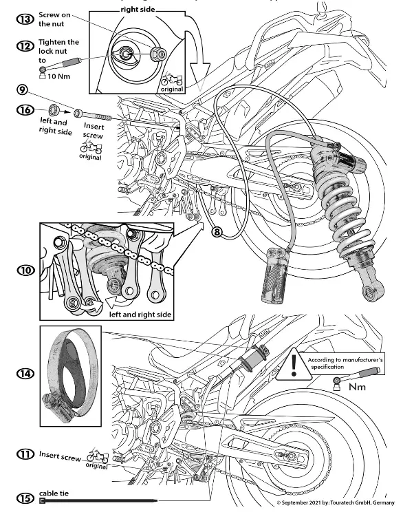 TOURATECH Triumph Tiger 900 Rear Shock 20mm - fig 1