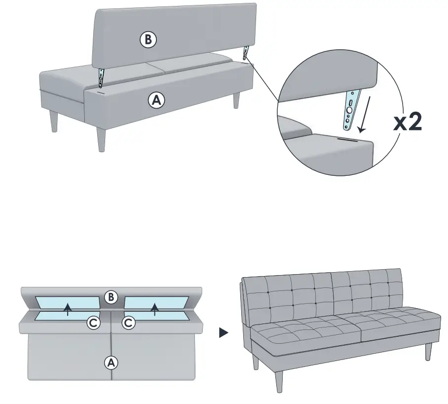 MELLOW HD MLSF JU DG LS Jules 29.9 in Fabric 2 Seater Modern Armless Loveseat - fig 3