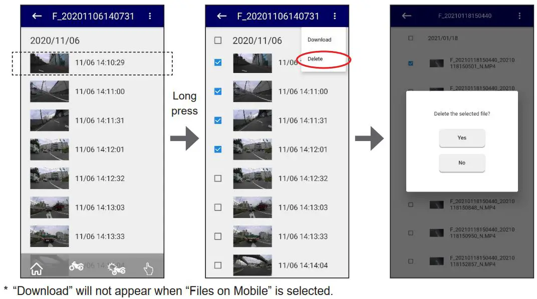 KENWOOD STZRF200WD Motorsports Dual Camera Recording System User Guide - Erasing files