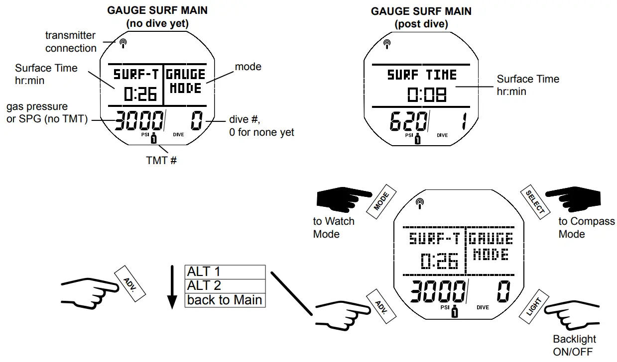 AQUA LUNG i450T Hoseless Air Integrated Wrist Watch Dive Computer w USB - fig 111