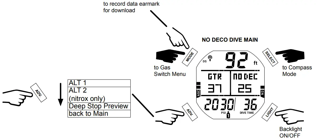 AQUA LUNG i450T Hoseless Air Integrated Wrist Watch Dive Computer w USB - fig 83