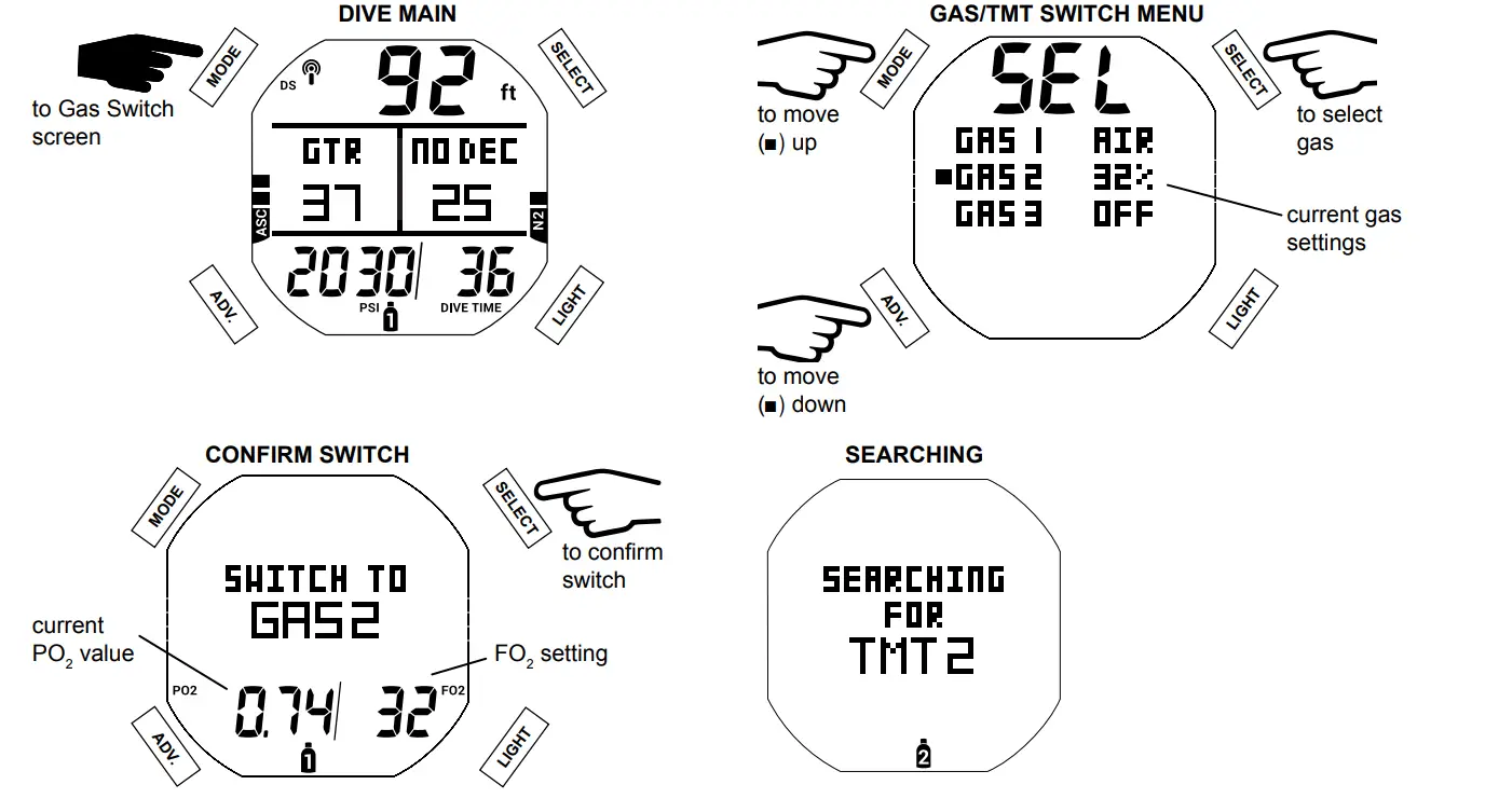 AQUA LUNG i450T Hoseless Air Integrated Wrist Watch Dive Computer w USB - fig 92