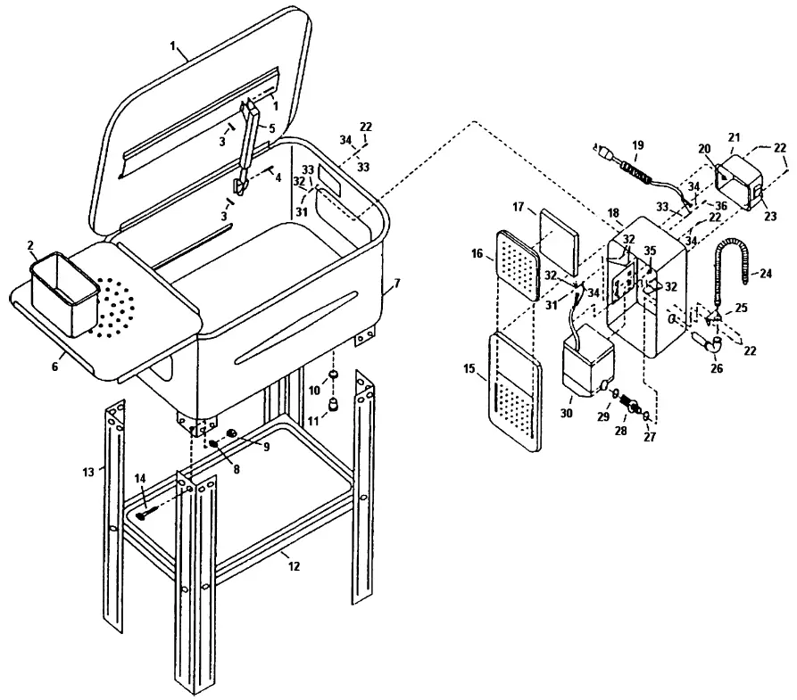 CENTRAL MACHINERY 58679 Parts Washer with Pump - diagram