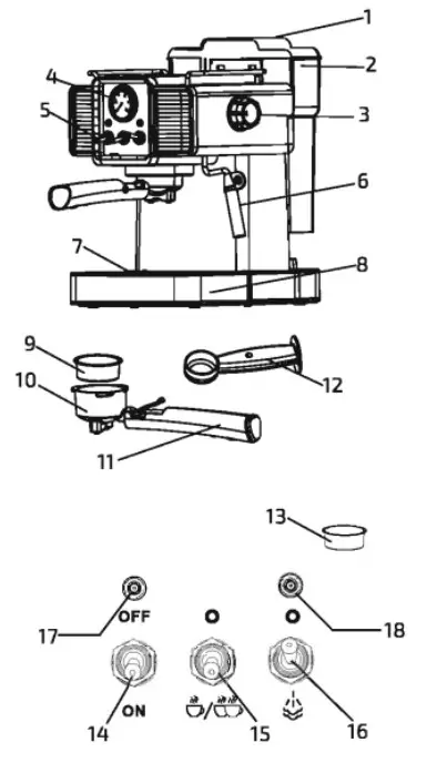 Livoo DOD174 Espresso Coffee Maker - DESCRIPTION