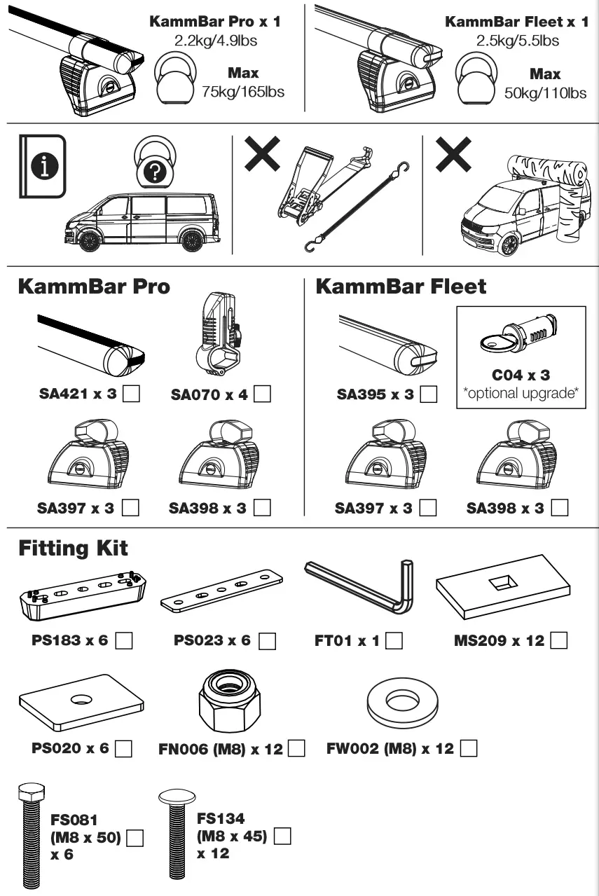 Rhino MC3PR-FL KammBar Aluminium Roof Bars - fig