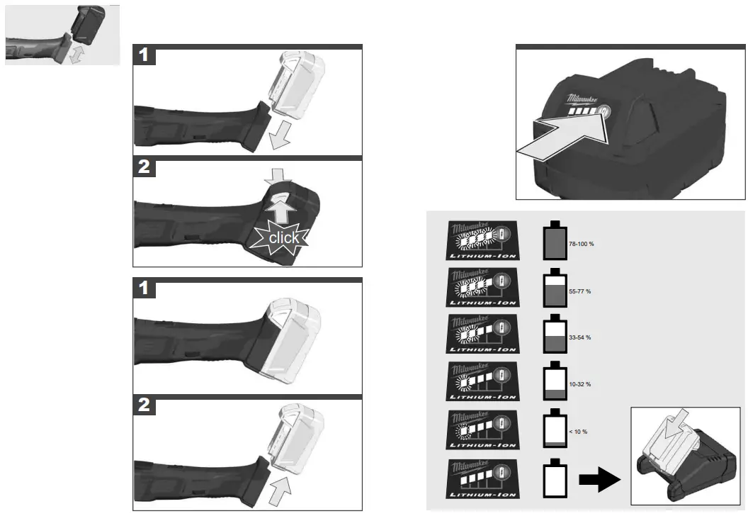 Milwaukee M18 BMT 0 18V Li Ion Cordless Multi Tool - Remove the battery pack