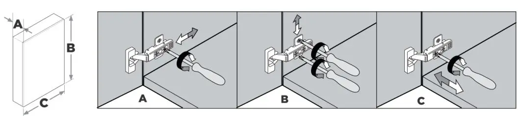 ANGELES HOME W3MCL2030R Silver Aluminum Recessed-Surface Mount Medicine Cabinet with Mirror Instruction Manual - Door adjustment