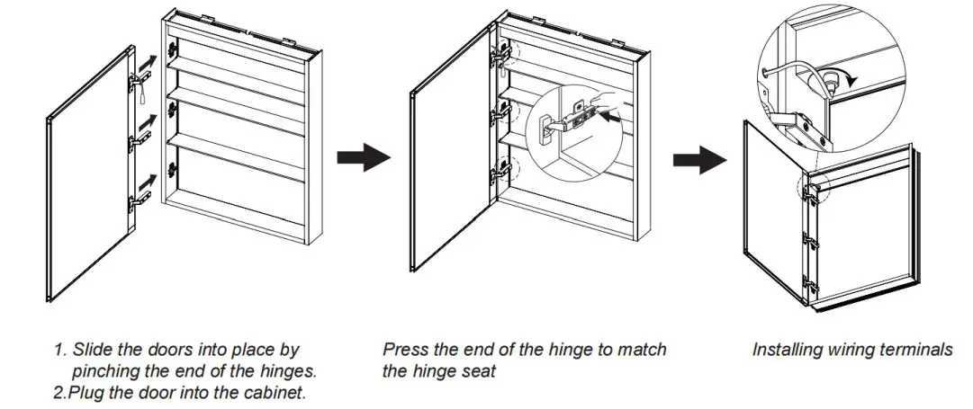 ANGELES HOME W3MCL2030R Silver Aluminum Recessed-Surface Mount Medicine Cabinet with Mirror Instruction Manual - Mirror Door installation