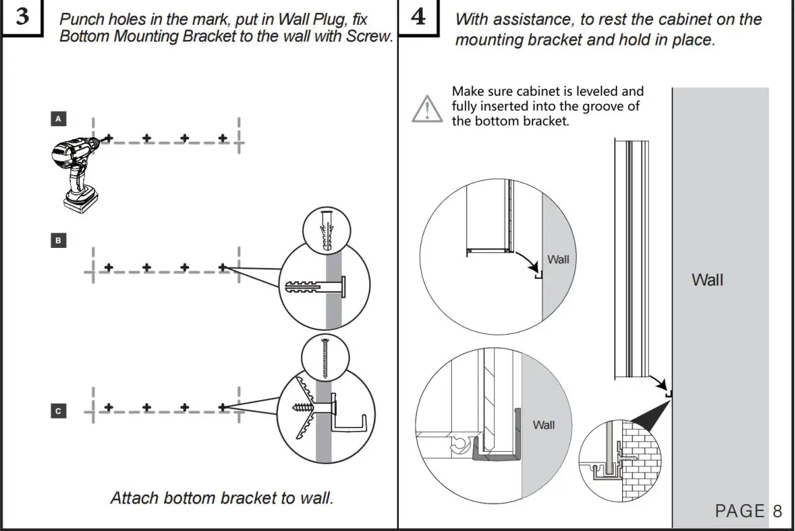ANGELES HOME W3MCL2030R Silver Aluminum Recessed-Surface Mount Medicine Cabinet with Mirror Instruction Manual - Surface mounted installation