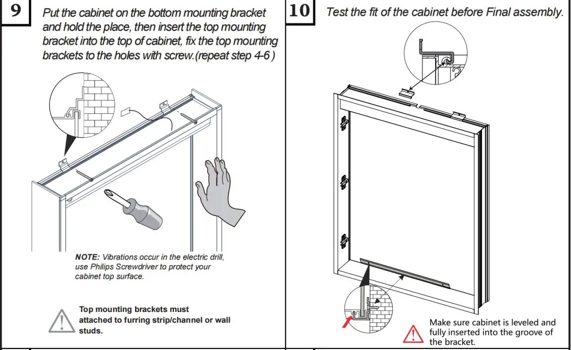 ANGELES HOME W3MCL2030R Silver Aluminum Recessed-Surface Mount Medicine Cabinet with Mirror Instruction Manual - Surface mounted installation
