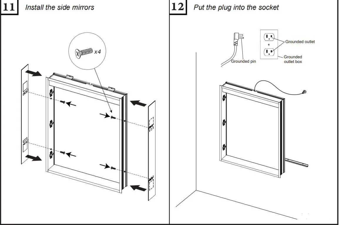 ANGELES HOME W3MCL2030R Silver Aluminum Recessed-Surface Mount Medicine Cabinet with Mirror Instruction Manual - Surface mounted installation