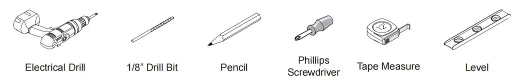ANGELES HOME W3MCL2030R Silver Aluminum Recessed-Surface Mount Medicine Cabinet with Mirror Instruction Manual - Tools required for assembly