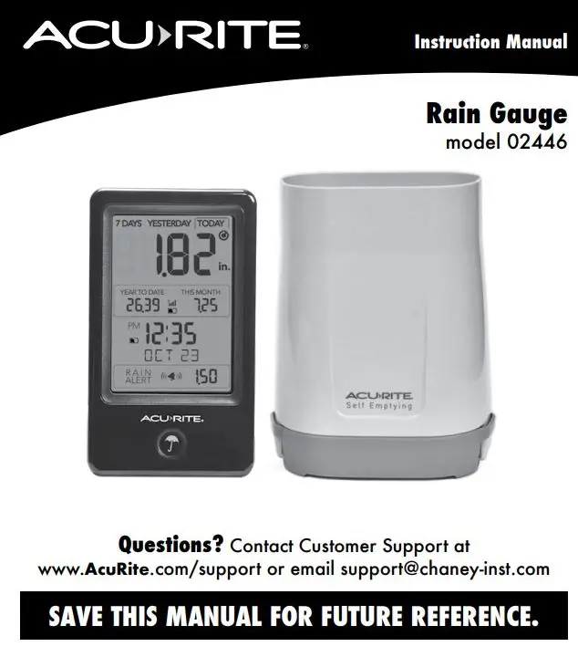 ACURITE 02446 Wireless Digital Rain Gauge Instruction Manual