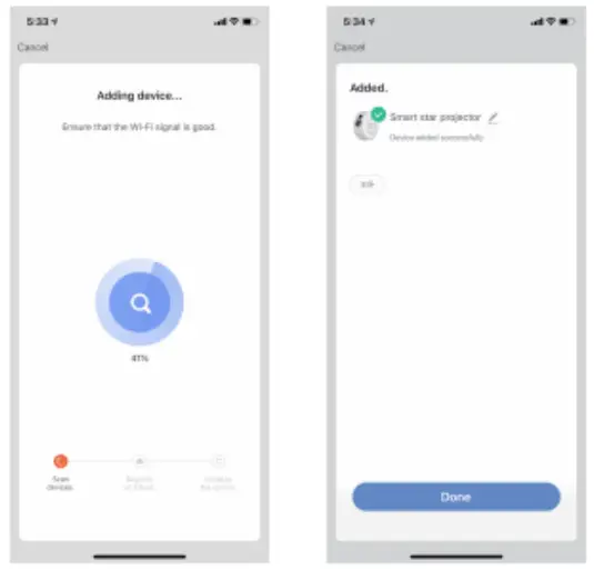 FLINQ Smart Starry Sky Projector - prompt you to connect
