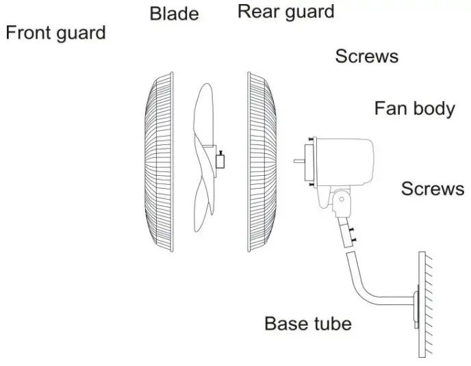 COSTWAY ES10116US Wall Mounted Fan - Figure 1
