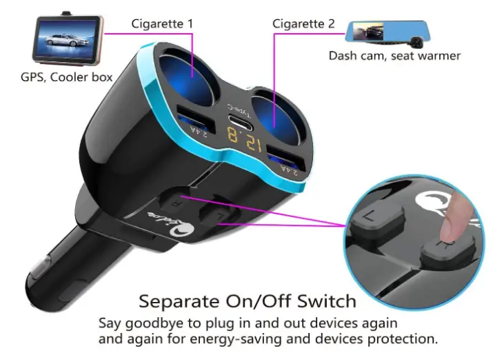 Qidoe-C46-USB-C-Car-Charger-and-Splitter-Adapter-fig-2