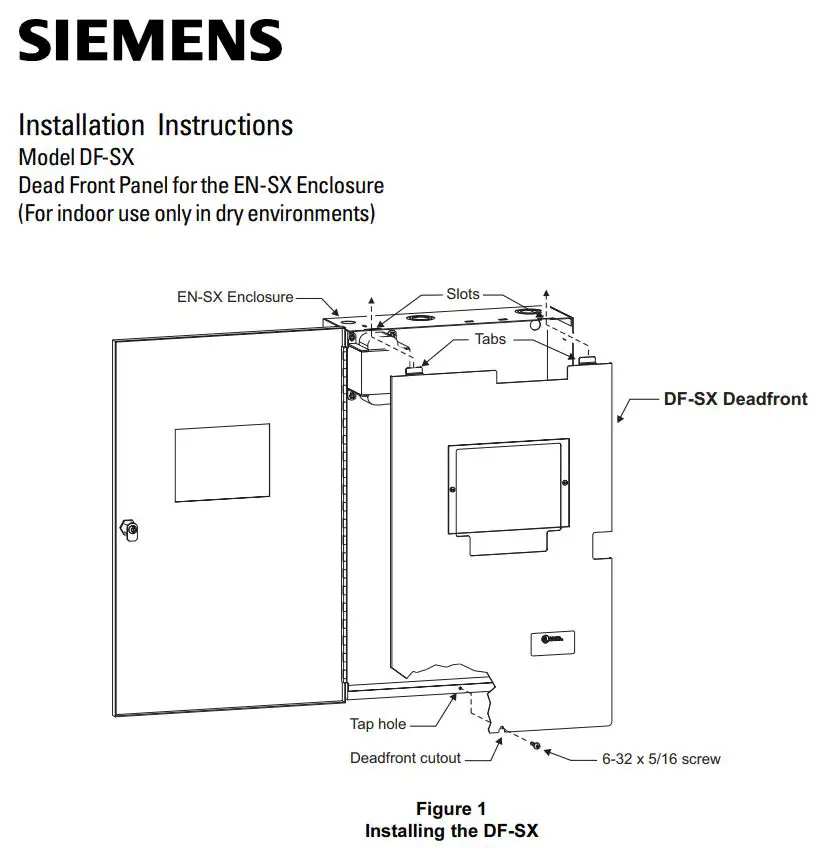 SIEMENS DF-SX Dead Front Panel for the EN-SX Enclosure Instruction Manual