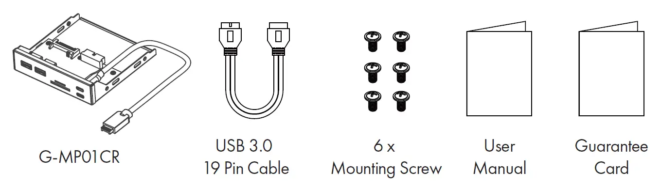 GRAUGEAR G-MP01CR Multi Front Panel with USB Hub and Card Reader 1