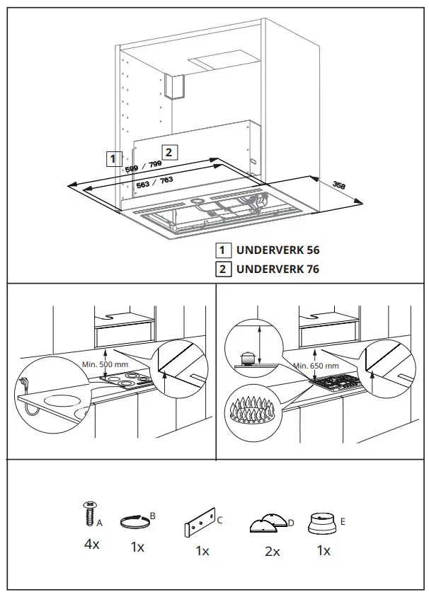IKEA Underverk Built-in extractor hood, stainless Steel60 cm