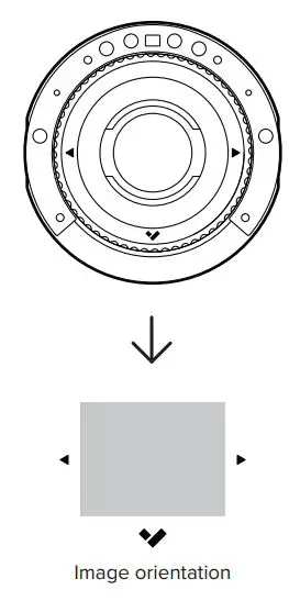 VERKADA CD31 Indoor Dome Camera Setup User Guide - Default image orientation is indicated by markings on the lens face