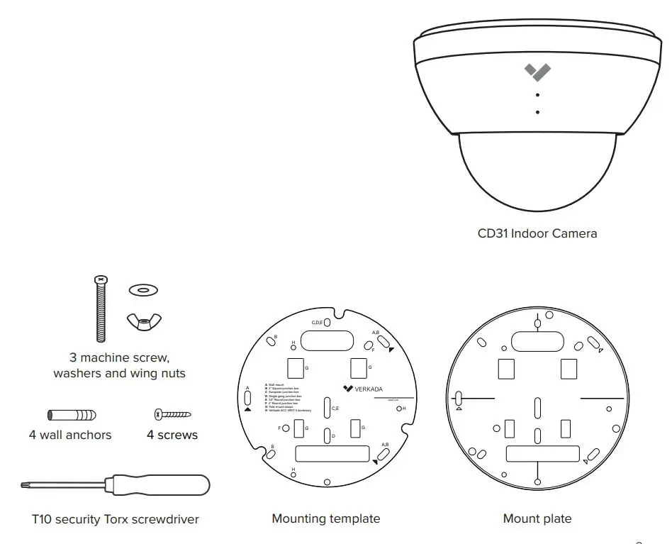 VERKADA CD31 Indoor Dome Camera Setup User Guide - In the box