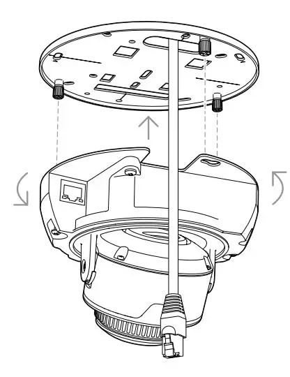 VERKADA CD31 Indoor Dome Camera Setup User Guide - To secure the camera, place it over the mount plate screws and twist counter-clockwise