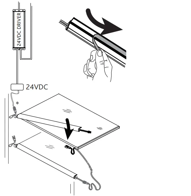 LUMINO A12E Miniature Lighting Profile Glass Shelves - VAC DIM 1